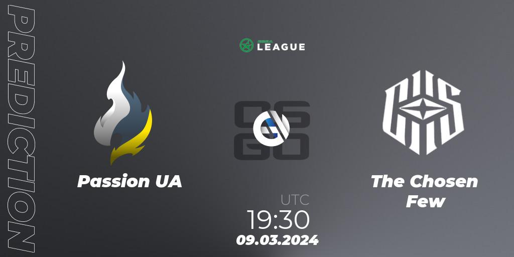 Prognose für das Spiel Passion UA VS The Chosen Few. 09.03.24. CS2 (CS:GO) - ESEA Season 48: Advanced Division - Europe