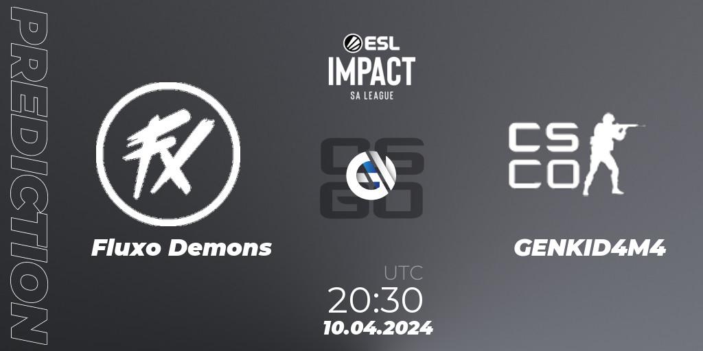 Prognose für das Spiel Fluxo Demons VS GENKID4M4. 10.04.24. CS2 (CS:GO) - ESL Impact League Season 5: South America