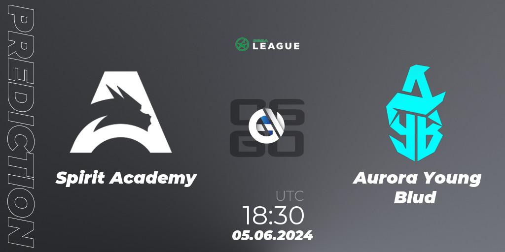 Prognose für das Spiel Spirit Academy VS Aurora Young Blud. 04.06.2024 at 14:00. Counter-Strike (CS2) - ESEA Season 49: Advanced Division - Europe