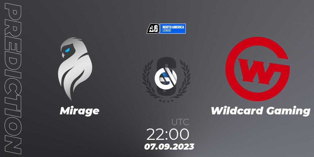 Prognose für das Spiel Mirage VS Wildcard Gaming. 07.09.2023 at 22:00. Rainbow Six - North America League 2023 - Stage 2