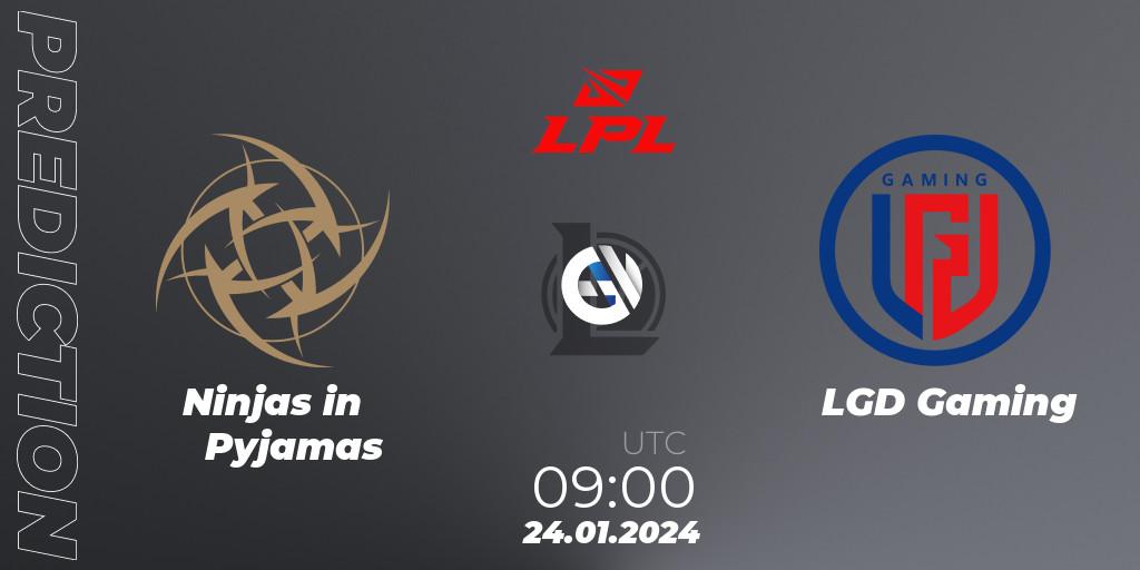 Prognose für das Spiel Ninjas in Pyjamas VS LGD Gaming. 24.01.24. LoL - LPL Spring 2024 - Group Stage