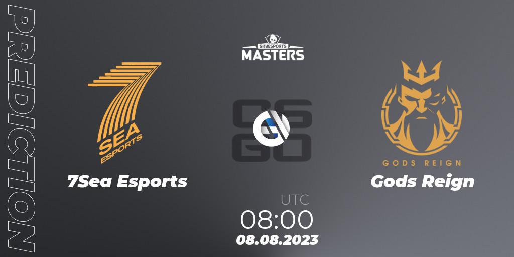 Prognose für das Spiel 7Sea Esports VS Gods Reign. 08.08.2023 at 08:00. Counter-Strike (CS2) - Skyesports Masters 2023: Regular Season