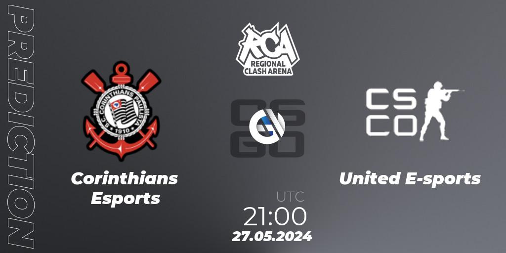 Prognose für das Spiel Corinthians Esports VS United E-sports. 27.05.2024 at 21:00. Counter-Strike (CS2) - Regional Clash Arena South America: Closed Qualifier