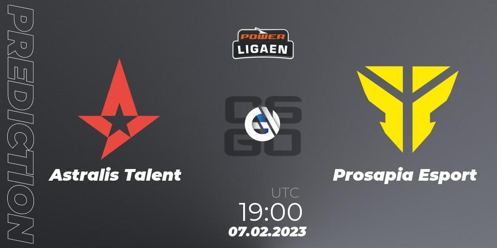Prognose für das Spiel Astralis Talent VS Prosapia Esport. 07.02.23. CS2 (CS:GO) - Dust2.dk Ligaen Season 22