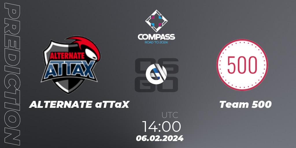 Prognose für das Spiel ALTERNATE aTTaX VS Team 500. 06.02.2024 at 14:00. Counter-Strike (CS2) - YaLLa Compass Spring 2024 Contenders