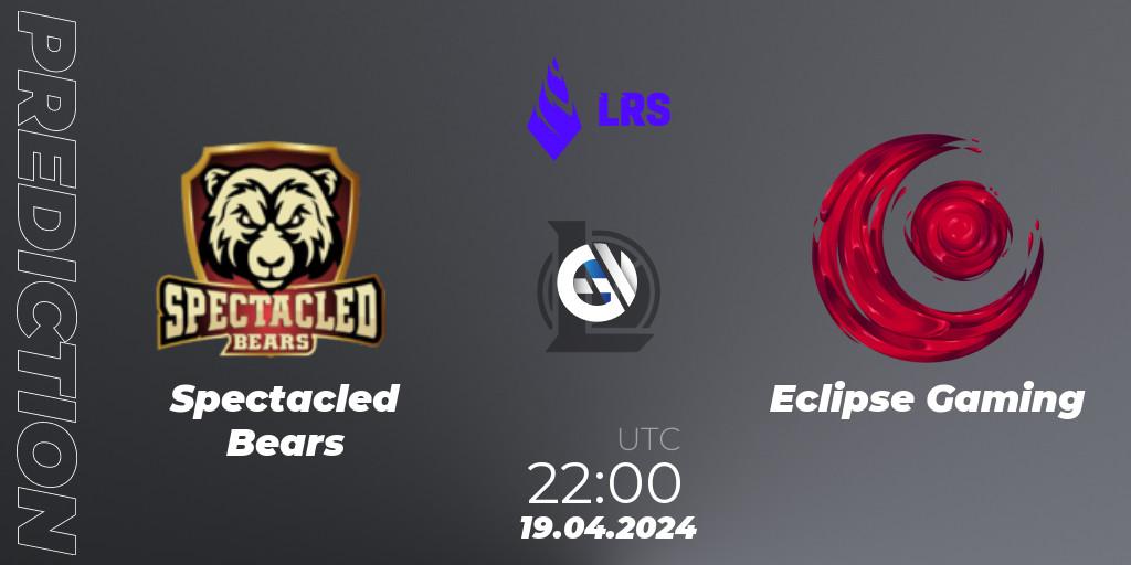 Prognose für das Spiel Spectacled Bears VS Eclipse Gaming. 19.04.24. LoL - Liga Regional Sur 2024