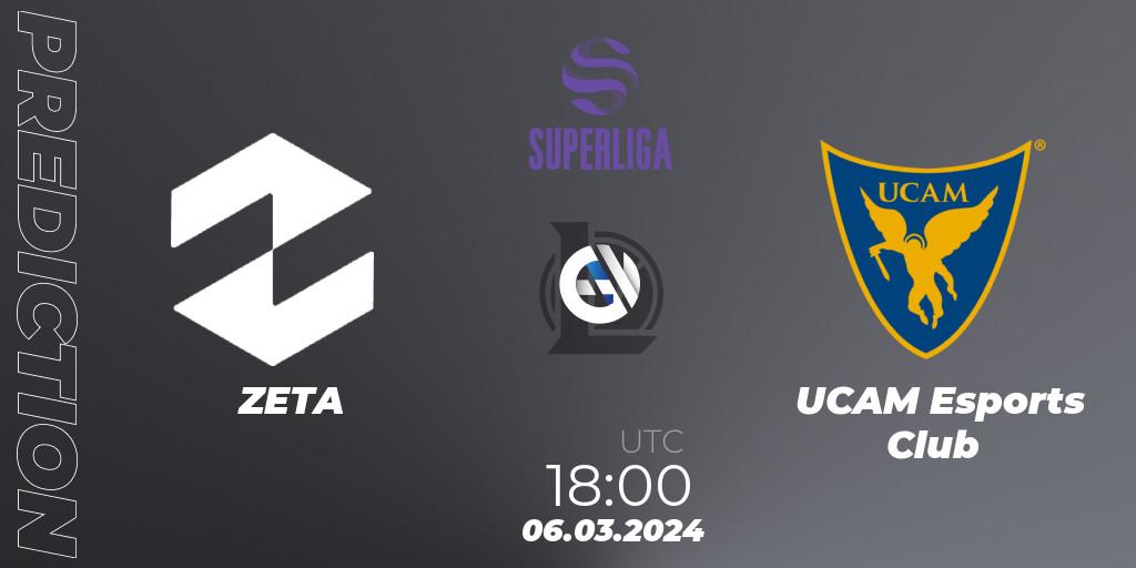 Prognose für das Spiel ZETA VS UCAM Esports Club. 06.03.24. LoL - Superliga Spring 2024 - Group Stage