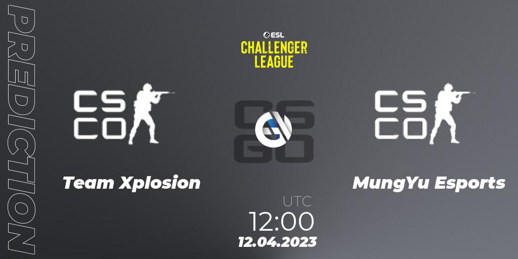 Prognose für das Spiel Team Xplosion VS MungYu Esports. 12.04.2023 at 12:00. Counter-Strike (CS2) - ESL Challenger League Season 45: Asia-Pacific