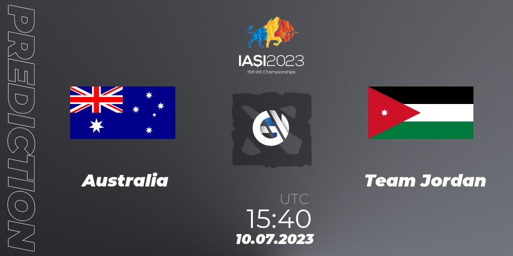 Prognose für das Spiel Australia VS Team Jordan. 10.07.23. Dota 2 - Gamers8 IESF Asian Championship 2023