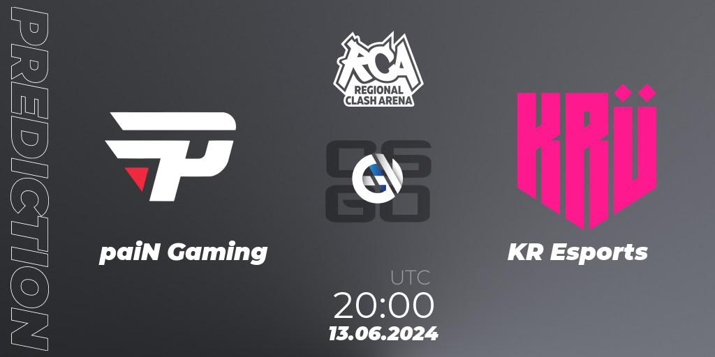 Prognose für das Spiel paiN Gaming VS KRÜ Esports. 13.06.2024 at 20:00. Counter-Strike (CS2) - Regional Clash Arena South America