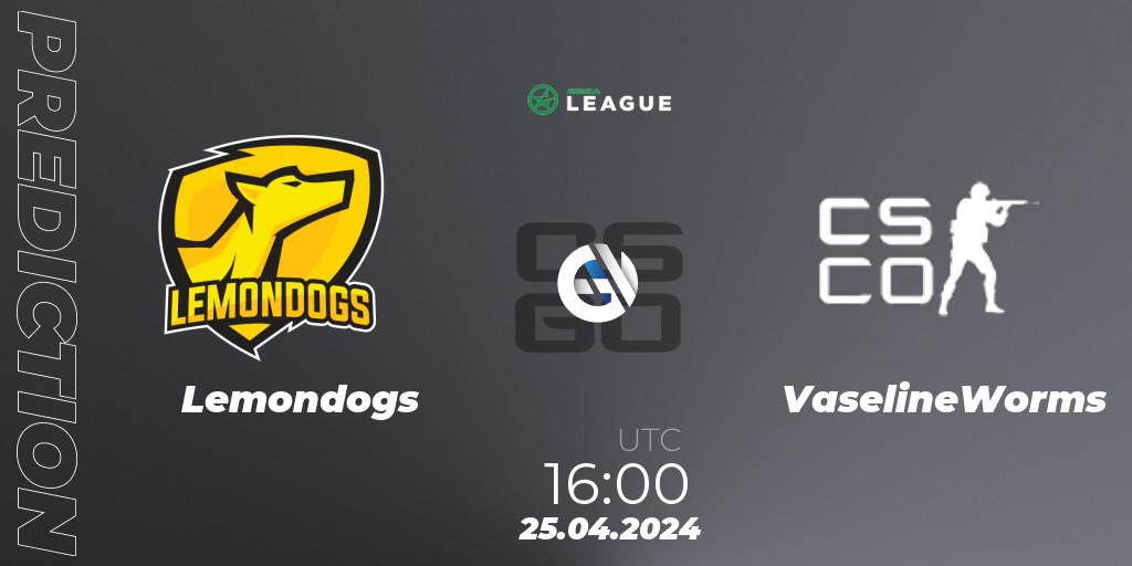 Prognose für das Spiel Lemondogs VS VaselineWorms. 25.04.24. CS2 (CS:GO) - ESEA Season 49: Advanced Division - Europe