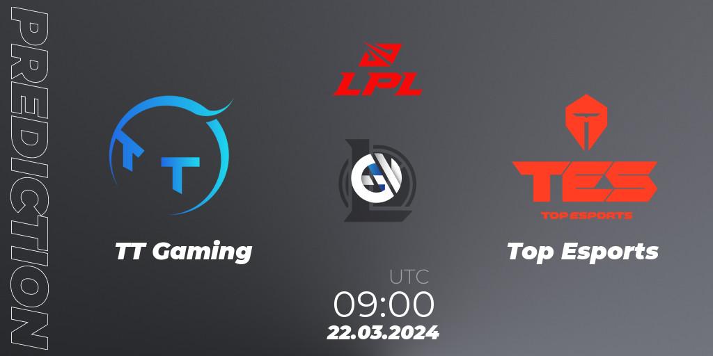Prognose für das Spiel TT Gaming VS Top Esports. 22.03.24. LoL - LPL Spring 2024 - Group Stage