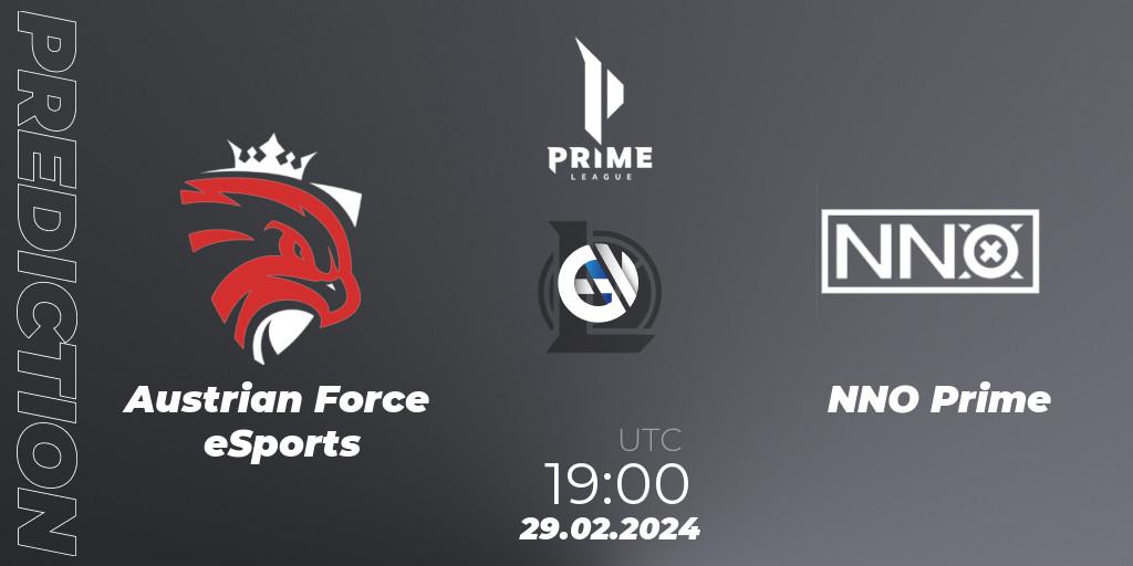 Prognose für das Spiel Austrian Force eSports VS NNO Prime. 29.02.24. LoL - Prime League Spring 2024 - Group Stage