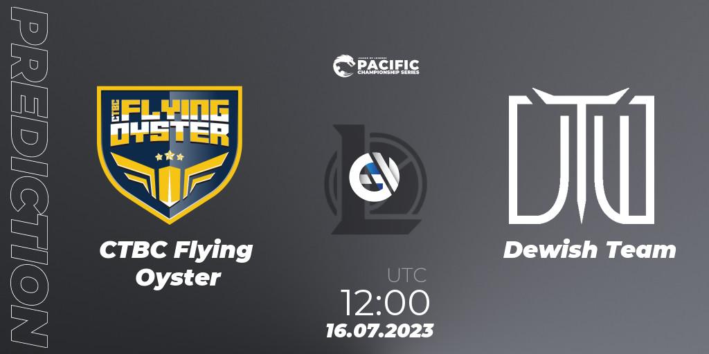 Prognose für das Spiel CTBC Flying Oyster VS Dewish Team. 16.07.2023 at 12:00. LoL - PACIFIC Championship series Group Stage