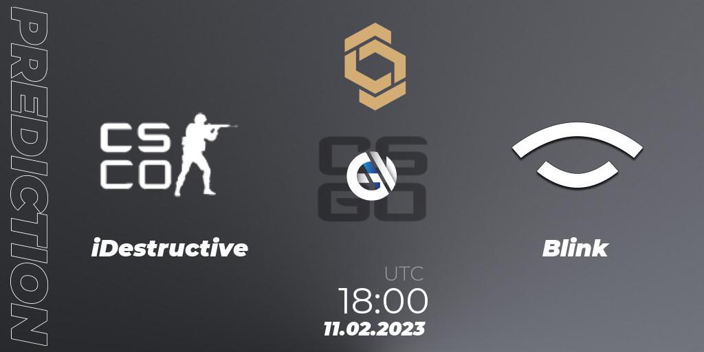 Prognose für das Spiel iDestructive VS Blink. 11.02.23. CS2 (CS:GO) - CCT South Europe Series #3: Closed Qualifier