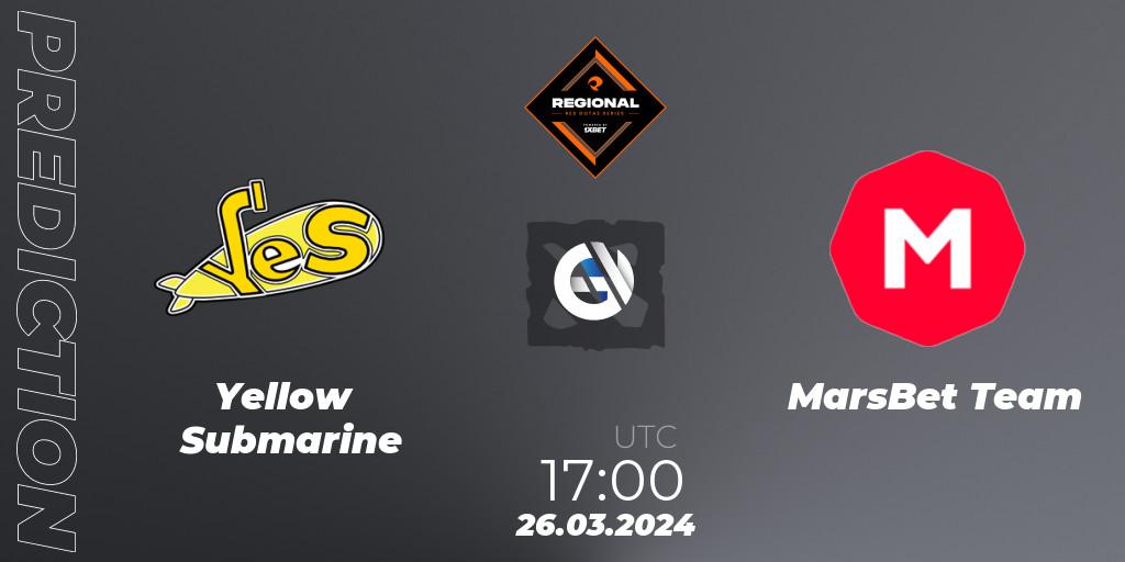 Prognose für das Spiel Yellow Submarine VS MarsBet Team. 26.03.2024 at 18:00. Dota 2 - RES Regional Series: EU #1