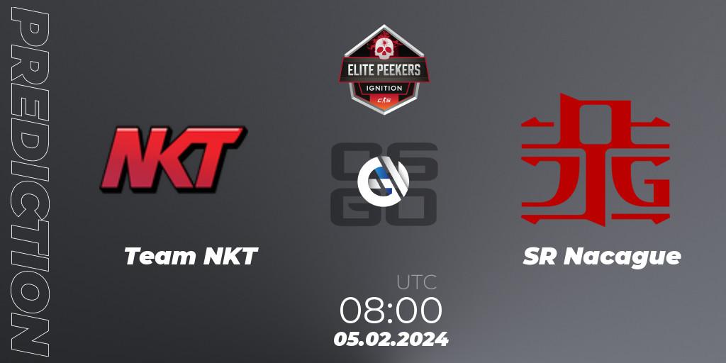 Prognose für das Spiel Team NKT VS SR Nacague. 05.02.2024 at 08:00. Counter-Strike (CS2) - Elite Peekers Ignition