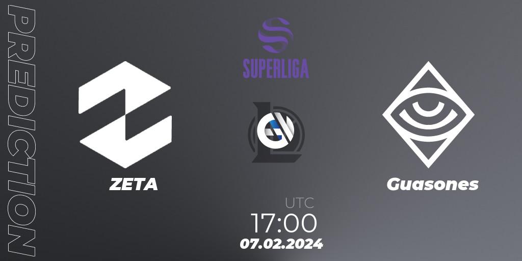 Prognose für das Spiel ZETA VS Guasones. 07.02.2024 at 17:00. LoL - Superliga Spring 2024 - Group Stage