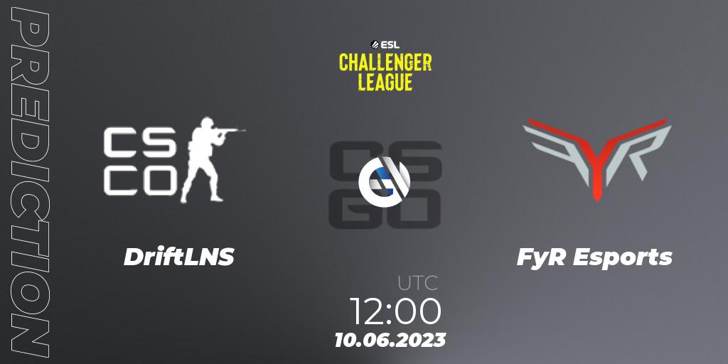 Prognose für das Spiel DriftLNS VS FyR Esports. 10.06.23. CS2 (CS:GO) - ESL Challenger League Season 45 Relegation: Asia-Pacific