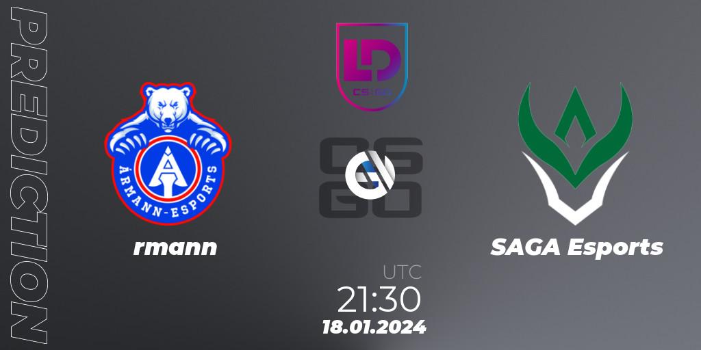 Prognose für das Spiel Ármann VS SAGA Esports. 18.01.24. CS2 (CS:GO) - Icelandic Esports League Season 8: Regular Season