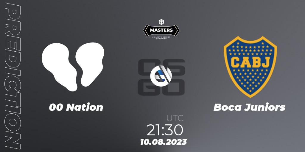 Prognose für das Spiel 00 Nation VS Boca Juniors. 10.08.2023 at 21:50. Counter-Strike (CS2) - TG Masters: Fall 2023