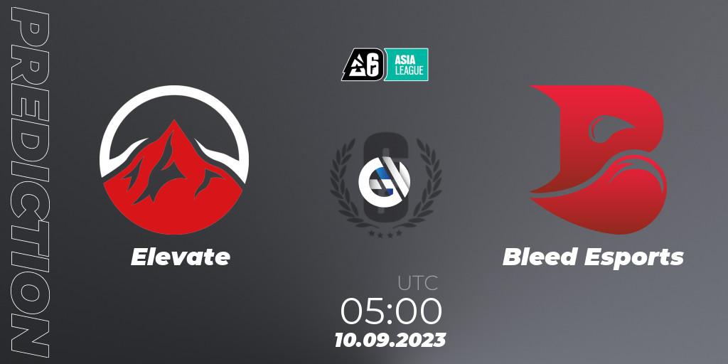 Prognose für das Spiel Elevate VS Bleed Esports. 10.09.2023 at 05:00. Rainbow Six - SEA League 2023 - Stage 2