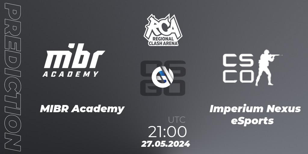 Prognose für das Spiel MIBR Academy VS Imperium Nexus eSports. 27.05.2024 at 21:00. Counter-Strike (CS2) - Regional Clash Arena South America: Closed Qualifier