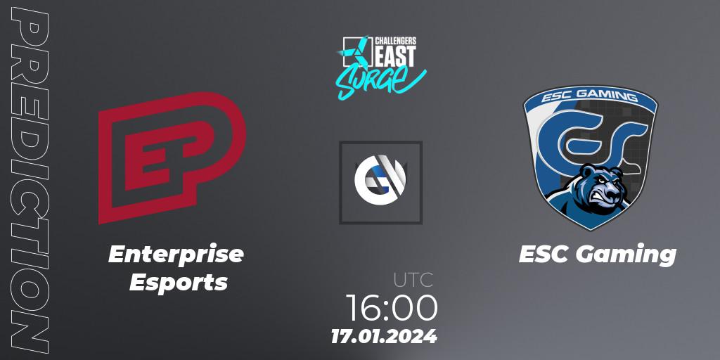 Prognose für das Spiel Enterprise Esports VS ESC Gaming. 17.01.24. VALORANT - VALORANT Challengers 2024 East: Surge Split 1
