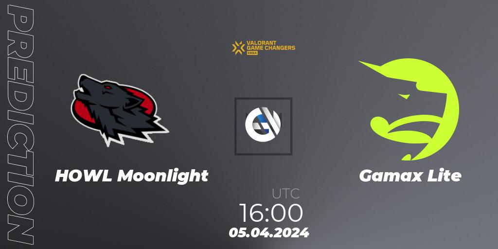 Prognose für das Spiel HOWL Moonlight VS Gamax Lite. 05.04.2024 at 16:00. VALORANT - VCT 2024: Game Changers EMEA Contenders Series 1