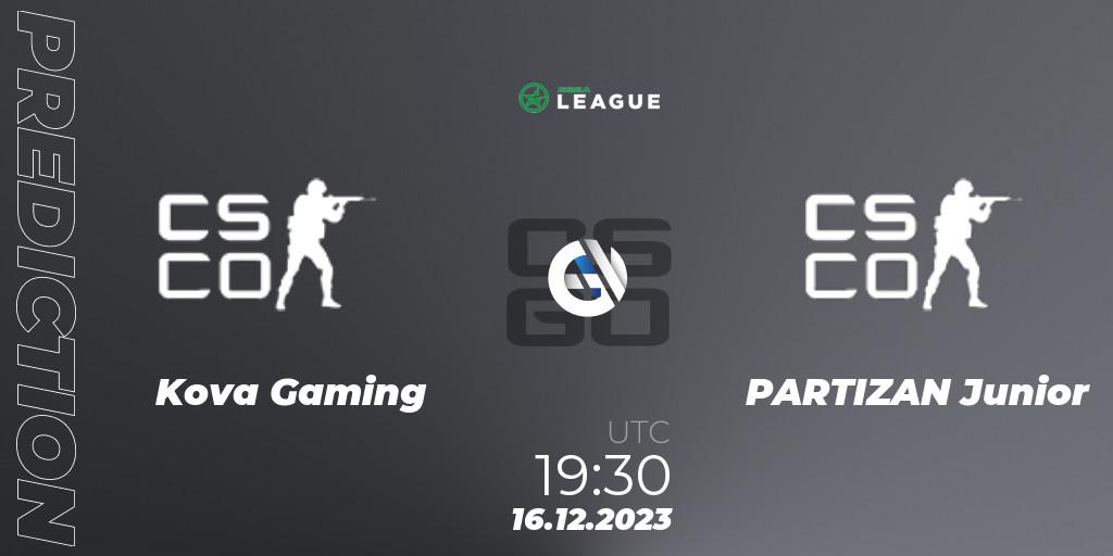 Prognose für das Spiel Kova Gaming VS PARTIZAN Junior. 16.12.2023 at 19:30. Counter-Strike (CS2) - ESEA Season 47: Intermediate Division - Europe