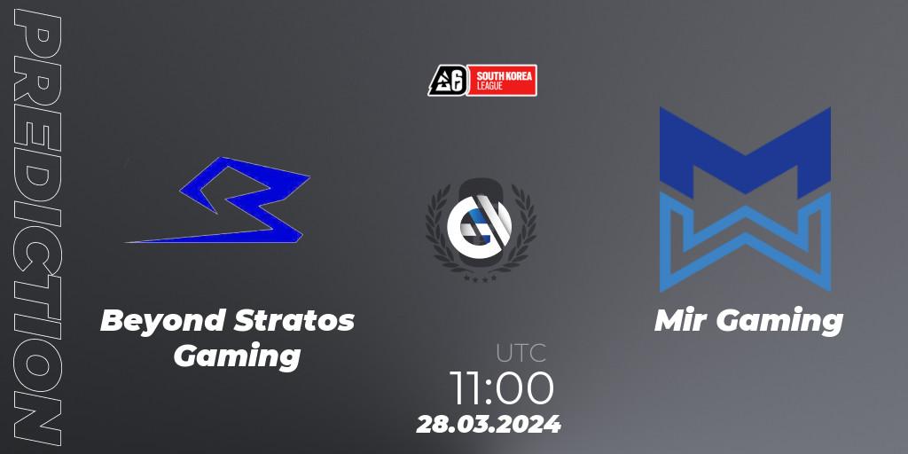 Prognose für das Spiel Beyond Stratos Gaming VS Mir Gaming. 28.03.2024 at 11:00. Rainbow Six - South Korea League 2024 - Stage 1