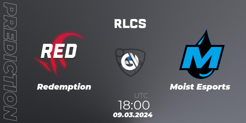 Prognose für das Spiel Redemption VS Moist Esports. 09.03.24. Rocket League - RLCS 2024 - Major 1: Europe Open Qualifier 3