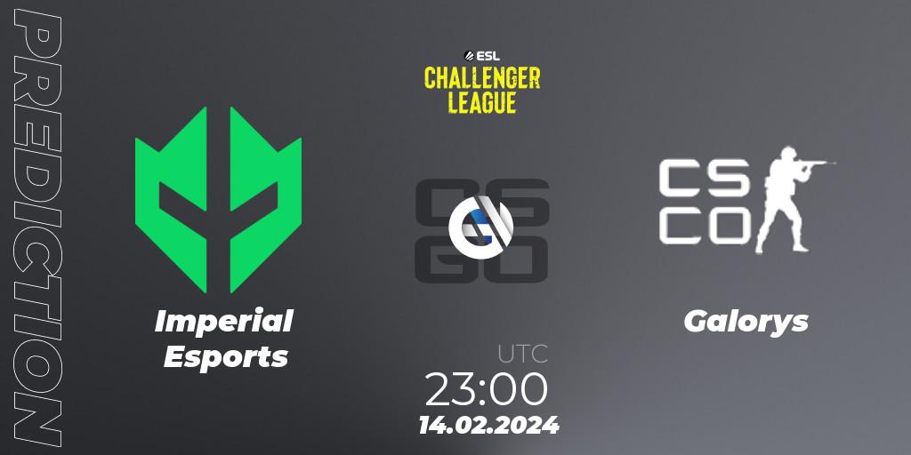 Prognose für das Spiel Imperial Esports VS Galorys. 16.02.2024 at 17:00. Counter-Strike (CS2) - ESL Challenger League Season 47: South America