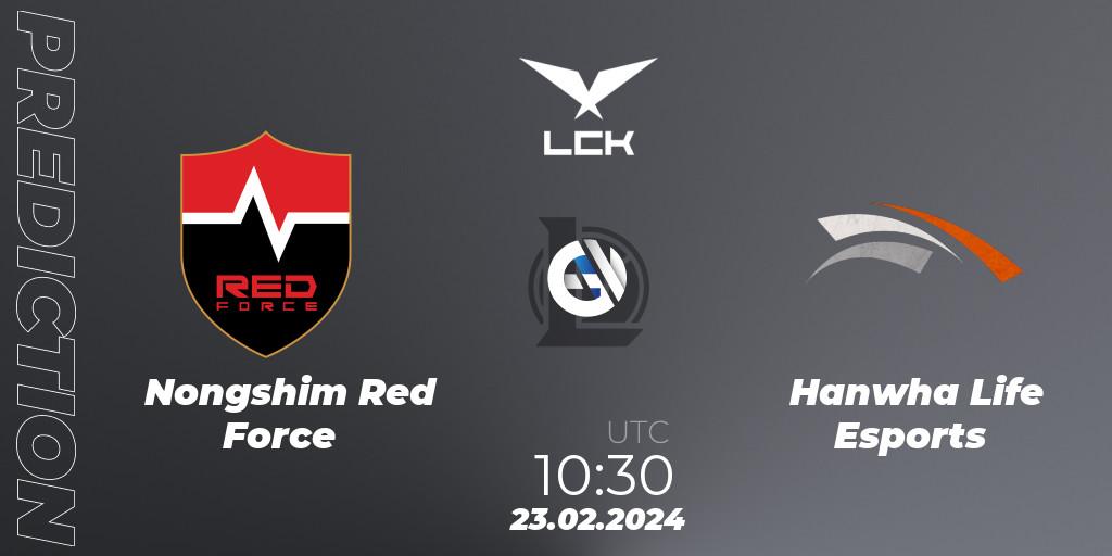 Prognose für das Spiel Nongshim Red Force VS Hanwha Life Esports. 23.02.24. LoL - LCK Spring 2024 - Group Stage