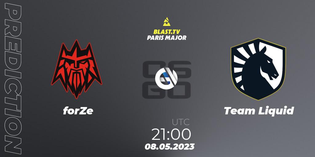 Prognose für das Spiel forZe VS Team Liquid. 08.05.2023 at 19:20. Counter-Strike (CS2) - BLAST Paris Major 2023 Challengers Stage