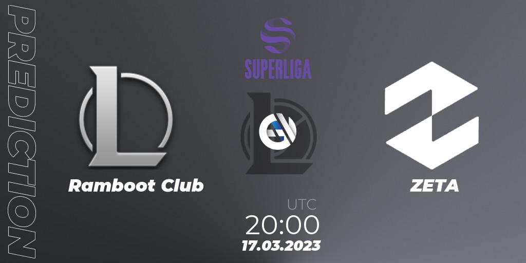 Prognose für das Spiel Ramboot Club VS ZETA. 17.03.2023 at 19:00. LoL - LVP Superliga 2nd Division Spring 2023 - Group Stage