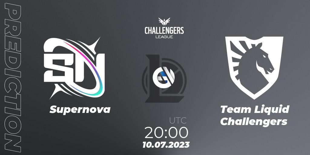 Prognose für das Spiel Supernova VS Team Liquid Challengers. 10.07.2023 at 20:00. LoL - North American Challengers League 2023 Summer - Group Stage