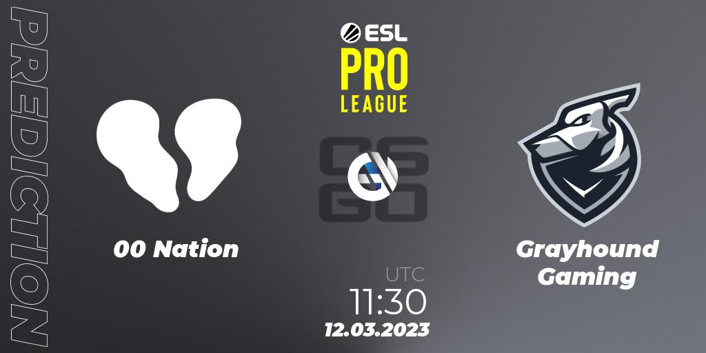 Prognose für das Spiel 00 Nation VS Grayhound Gaming. 12.03.23. CS2 (CS:GO) - ESL Pro League Season 17