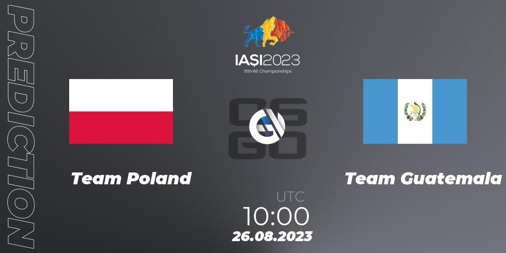 Prognose für das Spiel Team Poland VS Team Guatemala. 26.08.2023 at 15:30. Counter-Strike (CS2) - IESF World Esports Championship 2023
