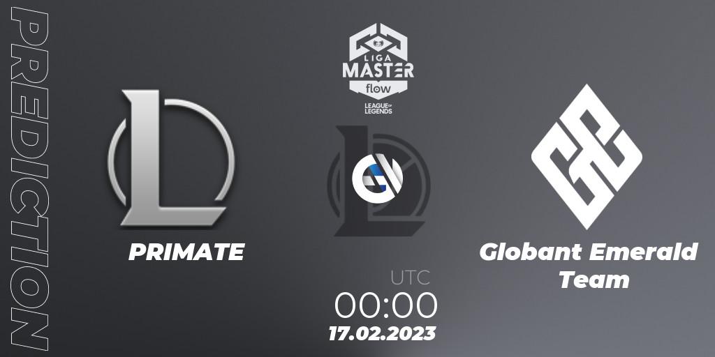 Prognose für das Spiel PRIMATE VS Globant Emerald Team. 17.02.2023 at 00:00. LoL - Liga Master Opening 2023 - Group Stage