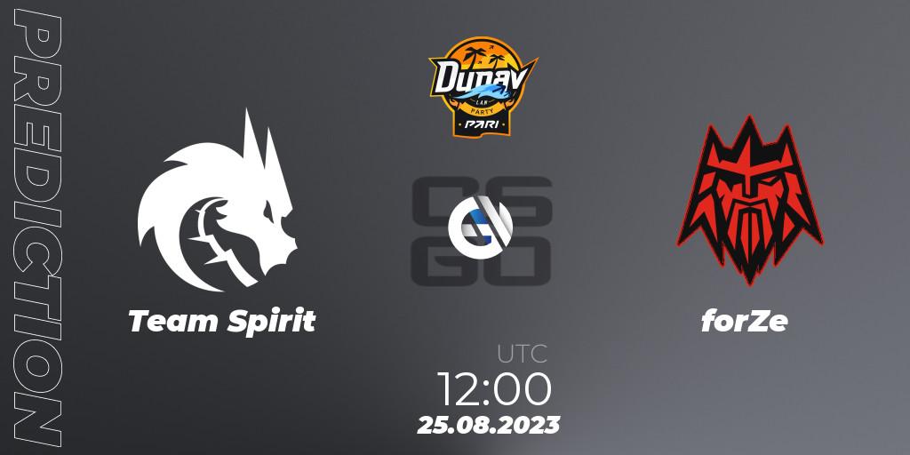 Prognose für das Spiel Team Spirit VS forZe. 25.08.23. CS2 (CS:GO) - PARI Dunav Party 2023