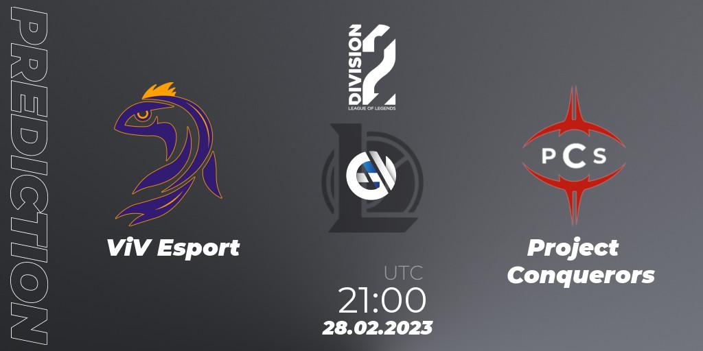 Prognose für das Spiel ViV Esport VS Project Conquerors. 28.02.2023 at 21:15. LoL - LFL Division 2 Spring 2023 - Group Stage