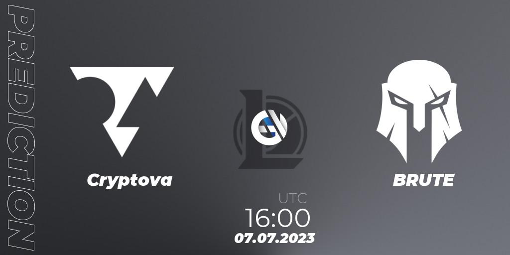 Prognose für das Spiel Cryptova VS BRUTE. 13.06.2023 at 14:00. LoL - Hitpoint Masters Summer 2023 - Group Stage