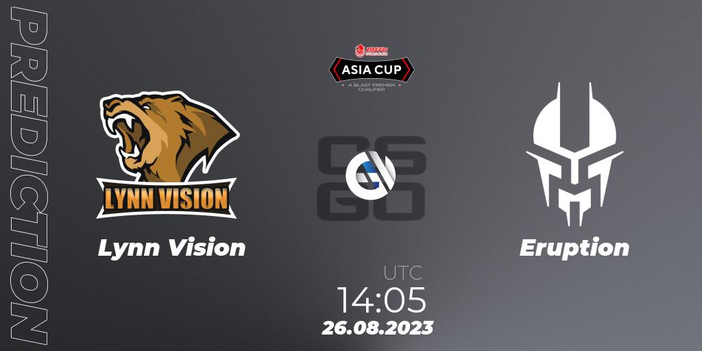 Prognose für das Spiel Lynn Vision VS Eruption. 26.08.23. CS2 (CS:GO) - 5E Arena Asia Cup Fall 2023