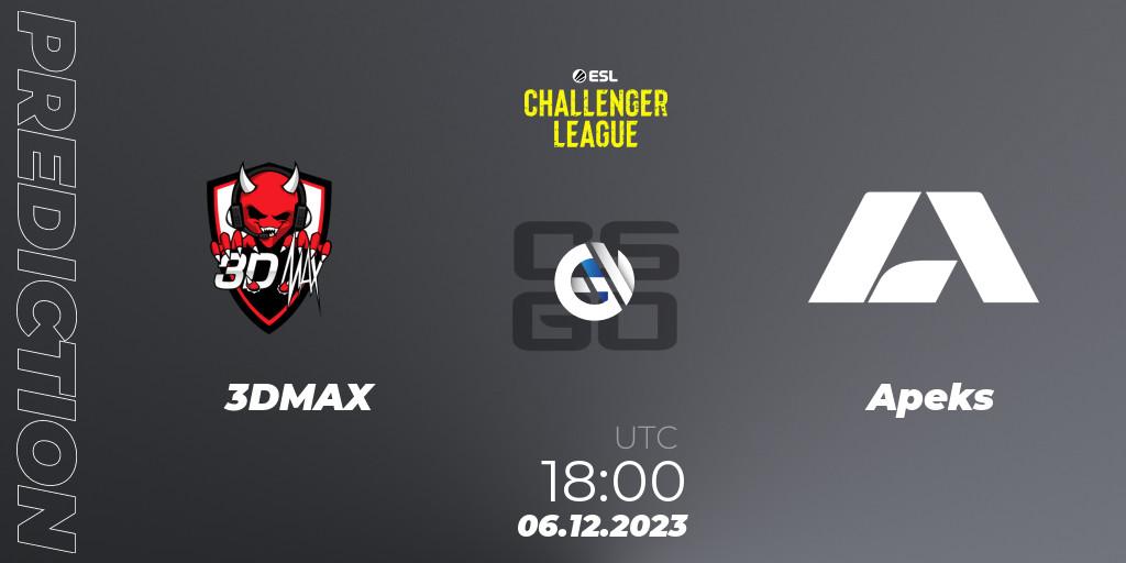 Prognose für das Spiel 3DMAX VS Apeks. 06.12.23. CS2 (CS:GO) - ESL Challenger League Season 46: Europe