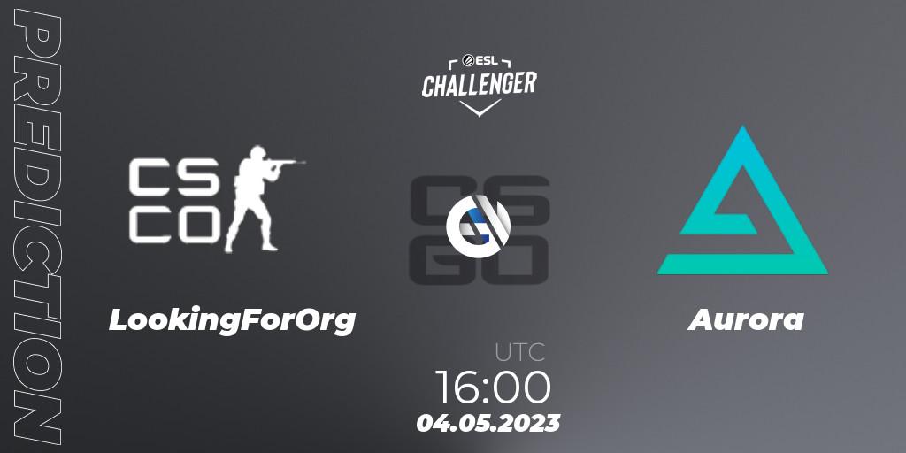 Prognose für das Spiel LookingForOrg VS Aurora. 04.05.2023 at 16:00. Counter-Strike (CS2) - ESL Challenger Katowice 2023: European Open Qualifier