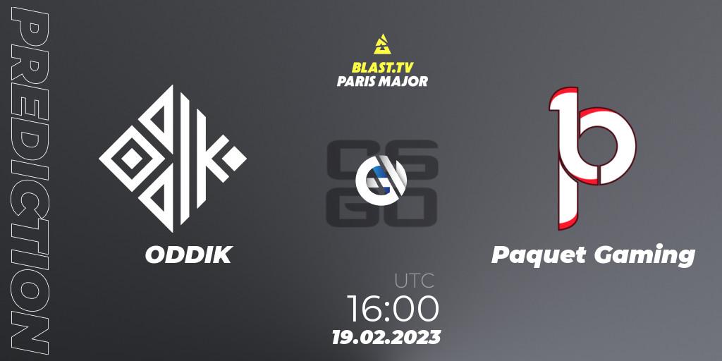 Prognose für das Spiel ODDIK VS Paquetá Gaming. 19.02.23. CS2 (CS:GO) - BLAST.tv Paris Major 2023 South America RMR Closed Qualifier