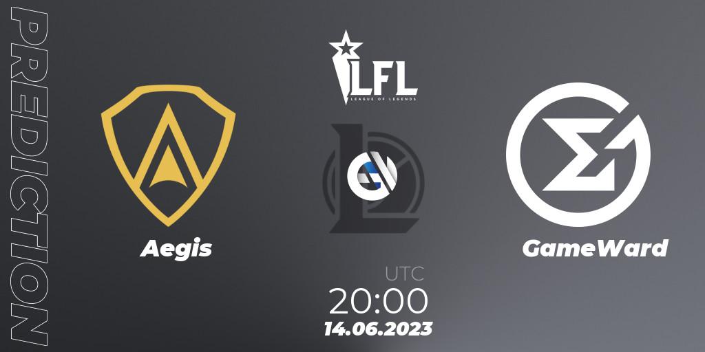 Prognose für das Spiel Aegis VS GameWard. 14.06.2023 at 20:00. LoL - LFL Summer 2023 - Group Stage