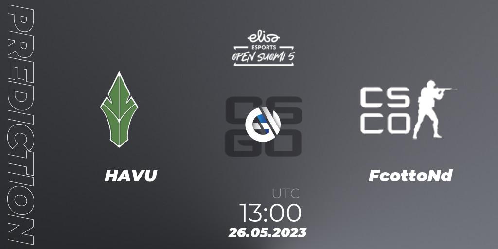 Prognose für das Spiel HAVU VS FcottoNd. 26.05.2023 at 13:00. Counter-Strike (CS2) - Elisa Open Suomi Season 5