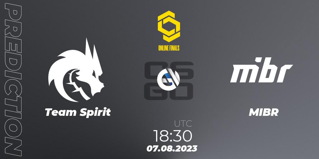Prognose für das Spiel Team Spirit VS MIBR. 07.08.2023 at 19:40. Counter-Strike (CS2) - CCT 2023 Online Finals 2
